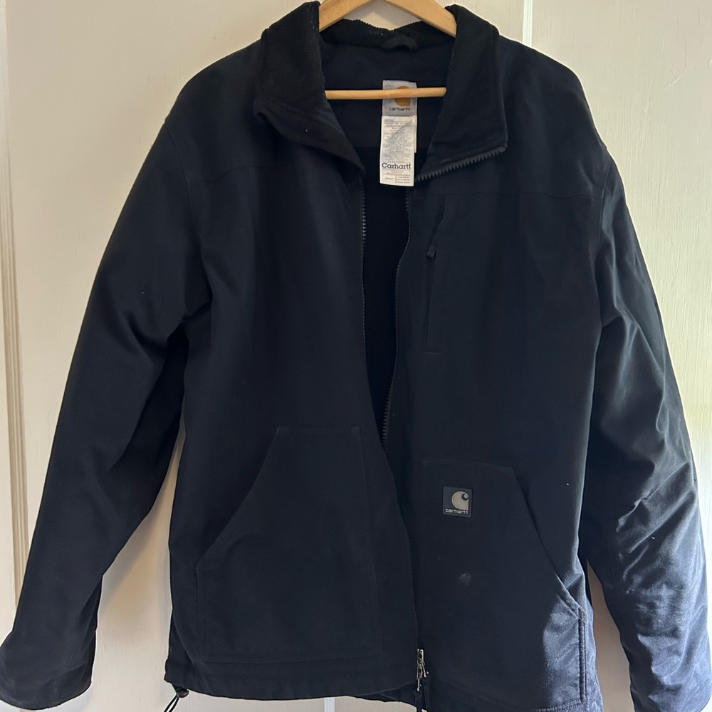 Carhartt Coat Navy Size L Small Flaws Corderoy Collar Barncoat